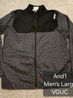 And1 Men’s Zip-Up Jacket in Black and Heather Gray